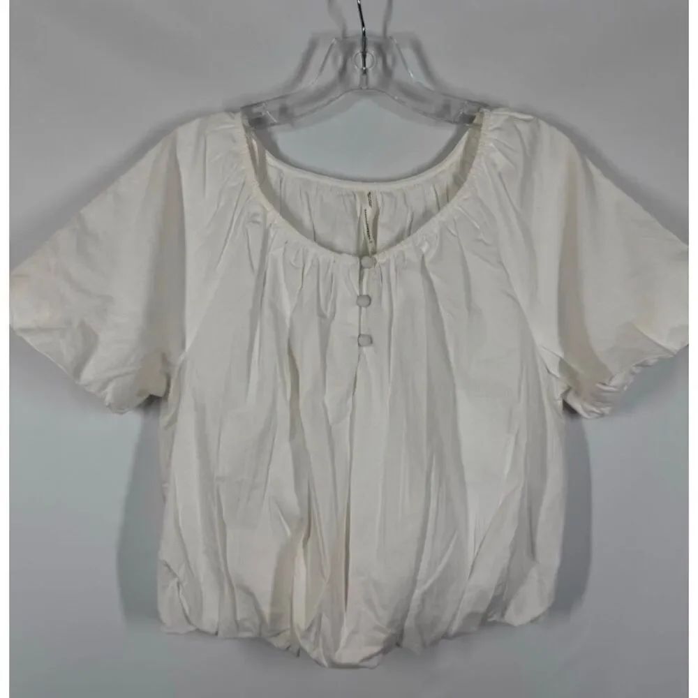 002 -- Anthropologie crop peasant blouse top size XS NWT